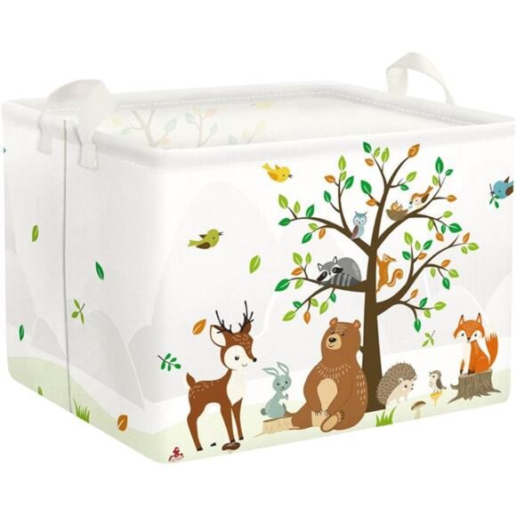 Clastyle Woodland Animals Bear Fox Raccoon Tree Baby Gift Storage Basket - Picture 1 of 7